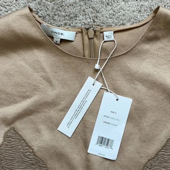 Vince Satin Crepe Textured Sleeveless Blouse - Sz M - Picture 5 of 8